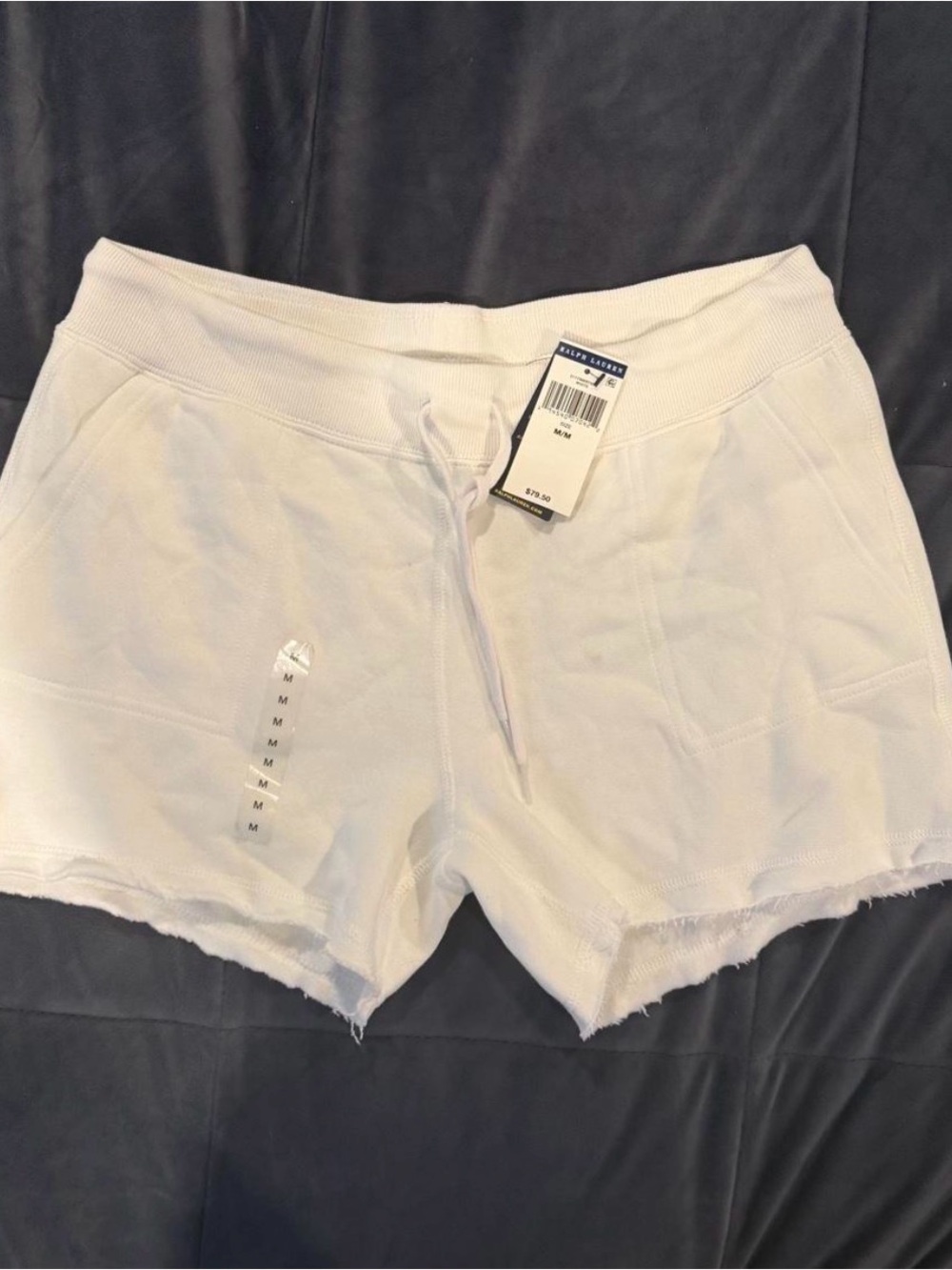 Ralph Lauren White Terry Drawstring Lounge Shorts
